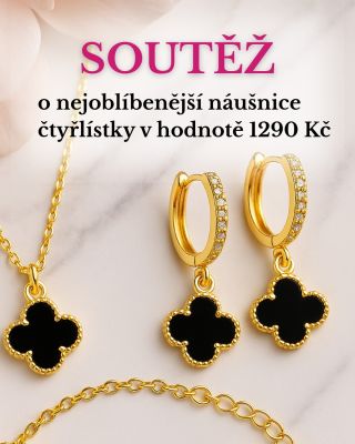 🎉 SOUTĚŽ o naše nejoblíbenější čtyřlístky! Chceš vyhrát pozlacené náušnice s černým achátem a zirkony, které milujete...